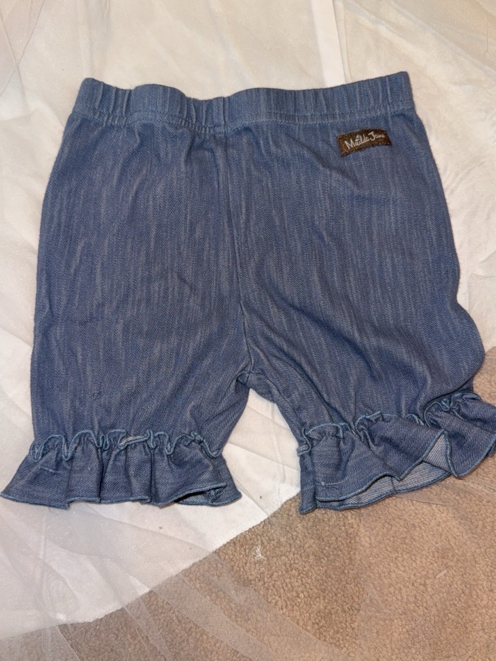 Matilda Jane Blue Denim Ruffle Hem Girls Shorts sz. 7